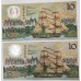 AUSTRALIA 1988 . TEN 10 DOLLARS BANKNOTE . FRASER / JOHNSTON . CONSEC PAIR . LAST PREFIX AB33 AUSTRALIA 1988 . TEN 10 DOLLARS BANKNOTE . FRASER / JOHNSTON . CONSEC PAIR . LAST PREFIX AB33